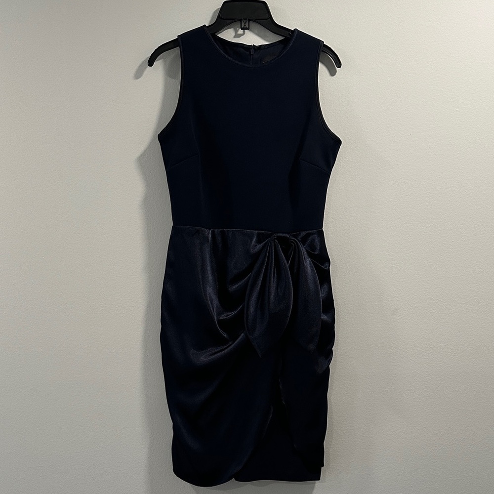 Betsy & Adam Navy Mini Dress with Bow Detail